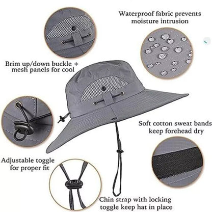 Avelena | Breiter Rand Solar Ventilator Outdoor Bucket Hat Solar & USB Aufladung
