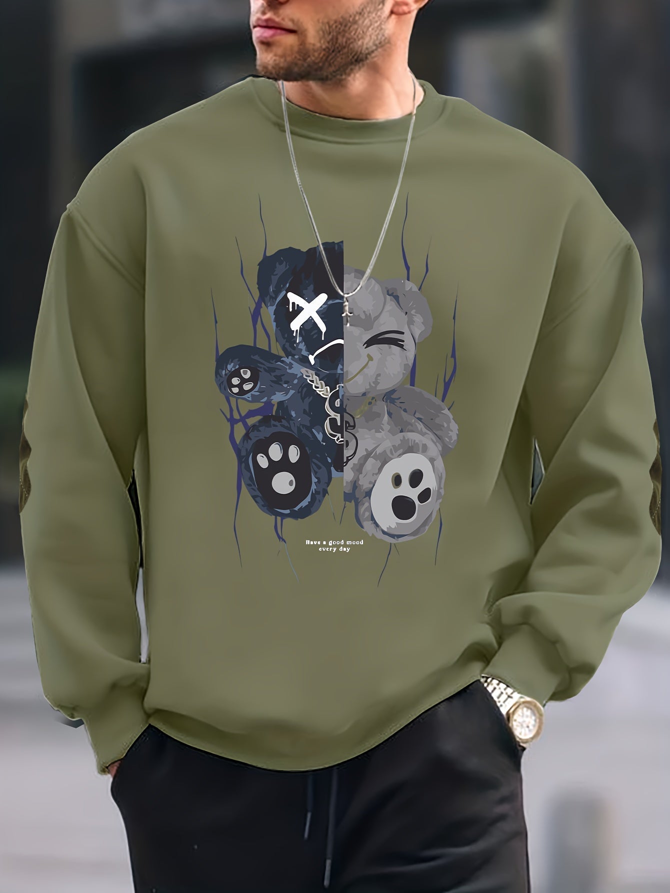 Avelena Mode Crew Neck Baumwolle Pullover Sweatshirt für Männer | Perfekt für Alltagskleidung