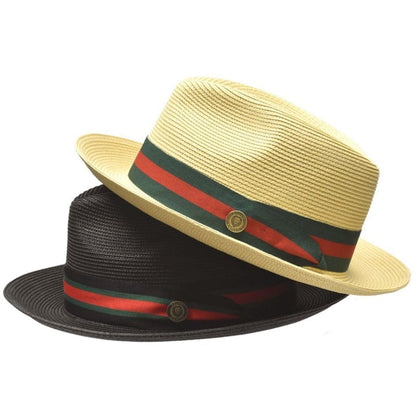 Avelena | Unisex Fedora Hut | Handgefertigt im Pinch Front Stil | Natürliches Poly-Braid mit Ripsband