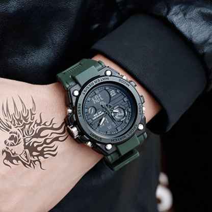 Avelena | Sportliche Dual-Display Mode Multifunktionale wasserdichte leuchtende Herrenarmbanduhr