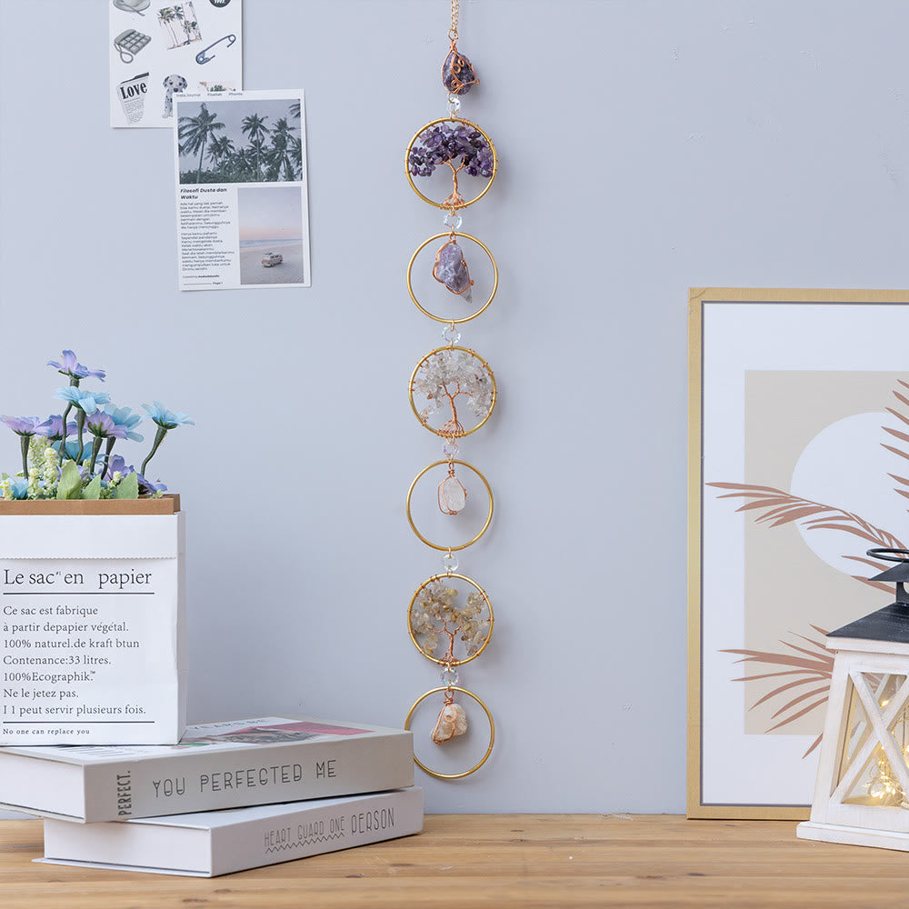 Avelena | Kristall Lebensbaum 6 Ringe Wanddeko Ornament