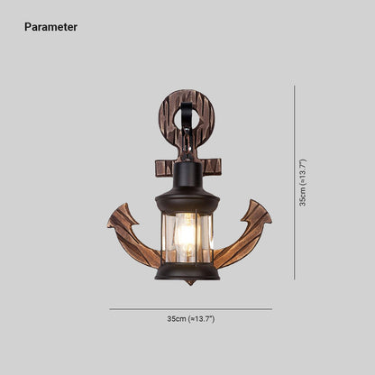 Avelena | Vintage Anker LED Wandleuchte - Industrie Metall & Holz für Esszimmer/Wohnzimmer