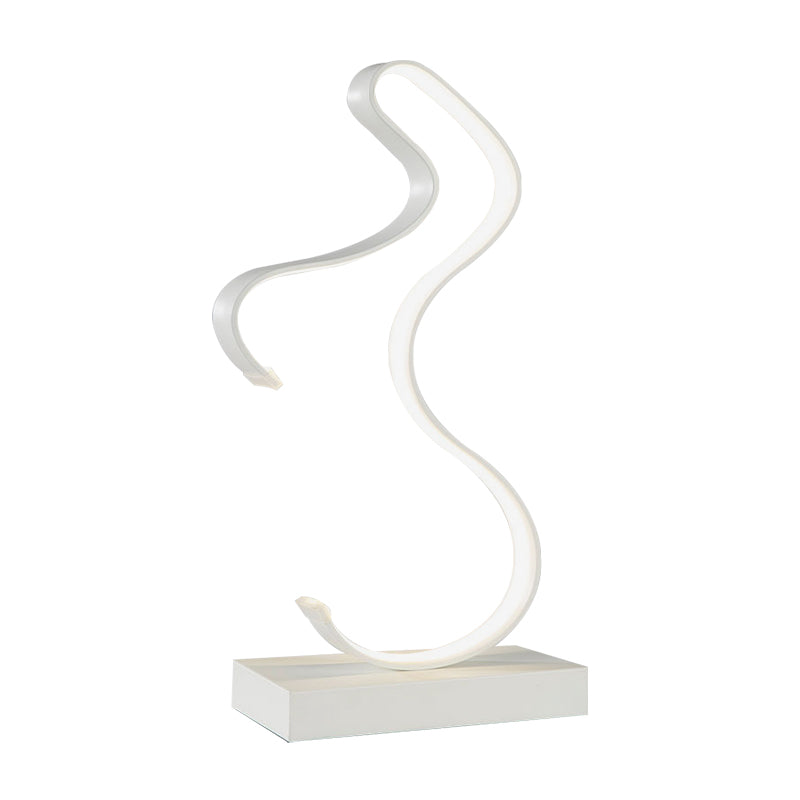 Avelena | Curvy Akril Aufgabenbeleuchtung Minimalismus Led Weiß Kleine Schreibtischlampe In Weiß/Warmem Licht für Schlafzimmer