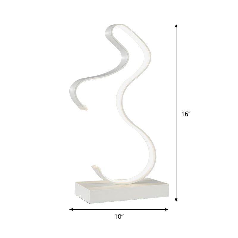 Avelena | Curvy Akril Aufgabenbeleuchtung Minimalismus Led Weiß Kleine Schreibtischlampe In Weiß/Warmem Licht für Schlafzimmer