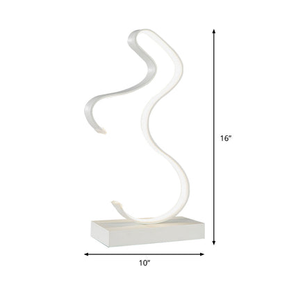 Avelena | Curvy Akril Aufgabenbeleuchtung Minimalismus Led Weiß Kleine Schreibtischlampe In Weiß/Warmem Licht für Schlafzimmer