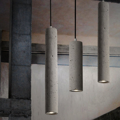 Avelena | StoneCast Industrielle Zylinder-Pendelleuchte aus Beton | 1 Licht | Glatte oder Raue Oberfläche