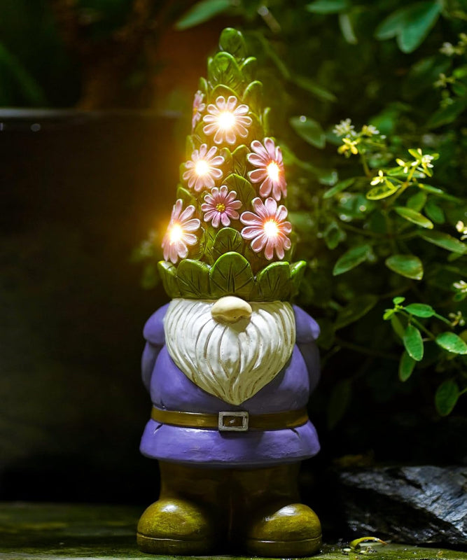 Avelena | Sonnenbeschienene Gartenstatue Mit Saftigen Pflanzen Und Led-Licht, Außen Garten Dekor