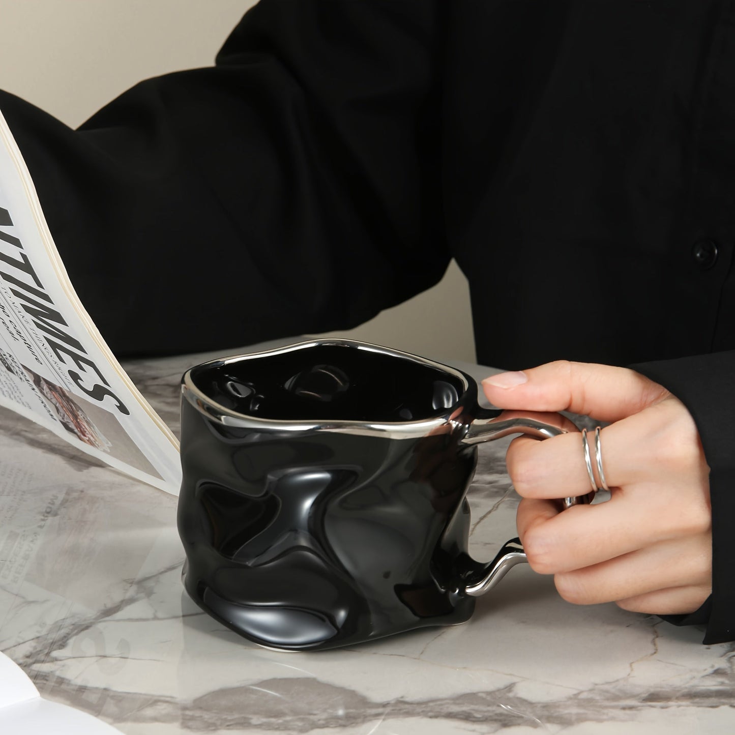 Avelena | CreArt Becher – Handgemachter Keramikkaffeebecher mit einzigartigem zerknittertem Design