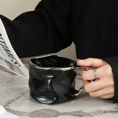 Avelena | CreArt Becher – Handgemachter Keramikkaffeebecher mit einzigartigem zerknittertem Design