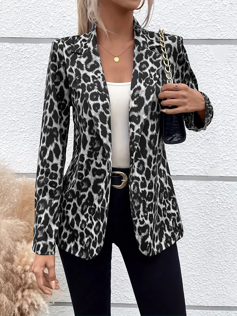 Avelena | Einreihiger Blazer Im Leopardenlook