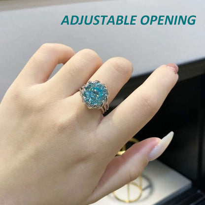 Avelena | 6 Karat Paraiba Blau-grün Lotus-Diamantring