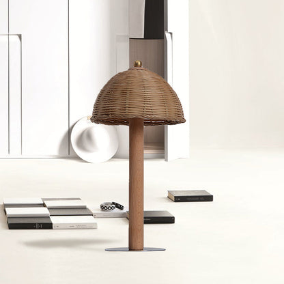 Avelena | Hemisphere Schreibtischlampe Chinesisches Bambus 1 Glühbirne Aufgabenbeleuchtung aus Holz für Esszimmer