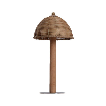 Avelena | Hemisphere Schreibtischlampe Chinesisches Bambus 1 Glühbirne Aufgabenbeleuchtung aus Holz für Esszimmer