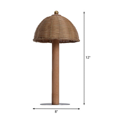 Avelena | Hemisphere Schreibtischlampe Chinesisches Bambus 1 Glühbirne Aufgabenbeleuchtung aus Holz für Esszimmer