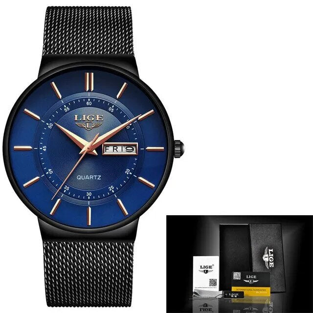 Avelena | Luxus Herren Ultra-Dünne Wasserdichte Edelstahl Quarz Uhr – Elegante Datumsanzeige Sport Armbanduhr