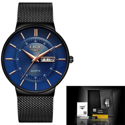 Avelena | Luxus Herren Ultra-Dünne Wasserdichte Edelstahl Quarz Uhr – Elegante Datumsanzeige Sport Armbanduhr