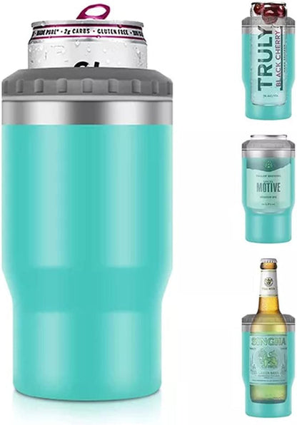 Avelena | 4 in 1 Edelstahl Dose-/Flaschenisolator, 14Oz Zwei-Wege-Deckel SUS Isolierte Dose Kühler, Bierflaschenhalter (Schwarz)