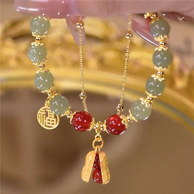 Avelena | Doppelkette Natur Jade Armband