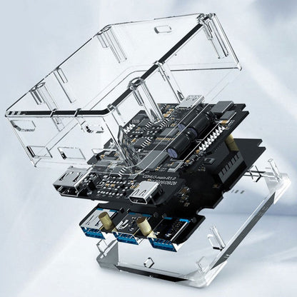 Avelena | 4-in-1 transparente Docking-Station, mit HDMI, 3 USB- und Type-C-Ports, für Laptop, Telefon, Zuhause und Büro
