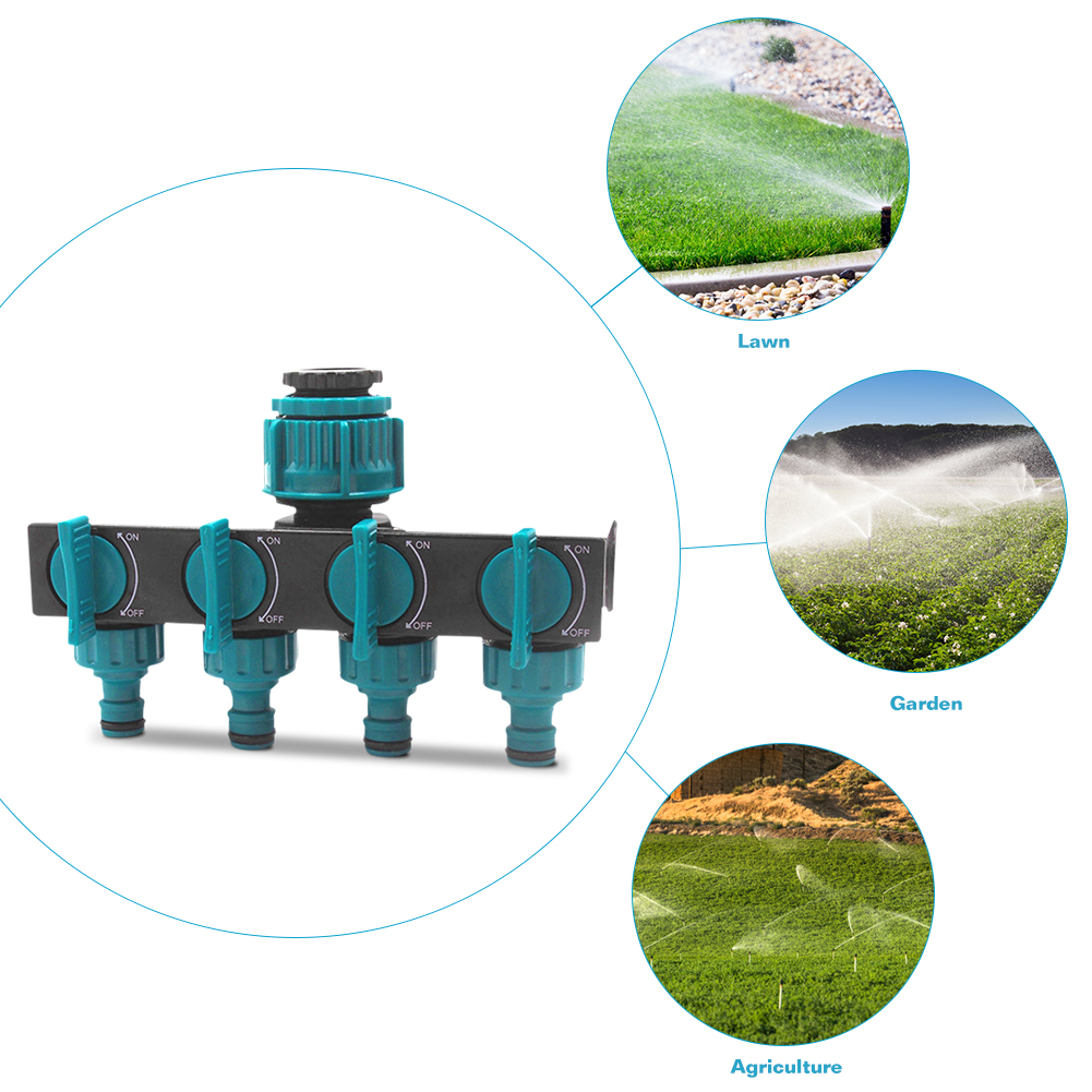 Avelena | Universeller 4-Wege Garten-Schlauchverteiler – Verstellbarer Wasserhahnverteiler