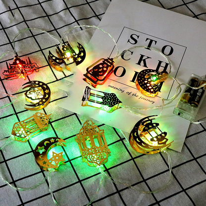 Avelena | Bunte LED Lichterkette – Dekorative Lichter mit Mond- und Laternenmotiven für Wohnung und Garten