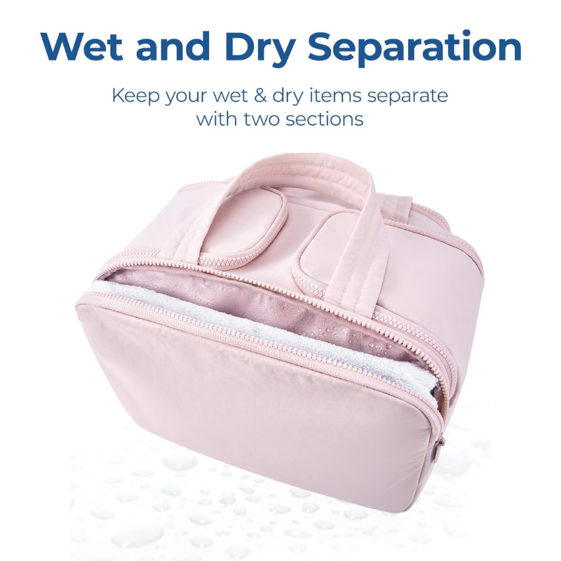 Avelena | Damen Kulturtasche groß | Wasserdicht & Auslaufsicher | Leichtes Twill-Gewebe | 4 Fächer Reise-Organizer