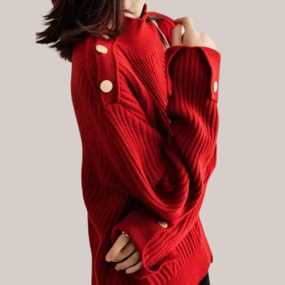 Avelena | Gemütlicher Rollkragenpullover mit Knopfakzenten