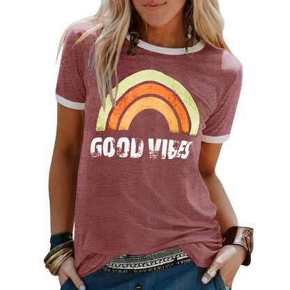 "Good Vibes" Modisches Statement-T-Shirt