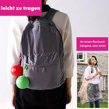 Avelena | Bunter Regenponcho mit tragbarem Hakenball