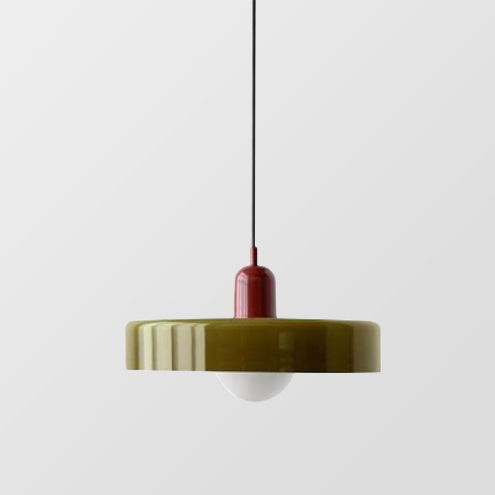 Avelena |  Pendelleuchte aus farbigem Glas | Elegante Hängeleuchte im Bauhaus-Stil | Designlampe für Wohnzimmer & Esszimmer