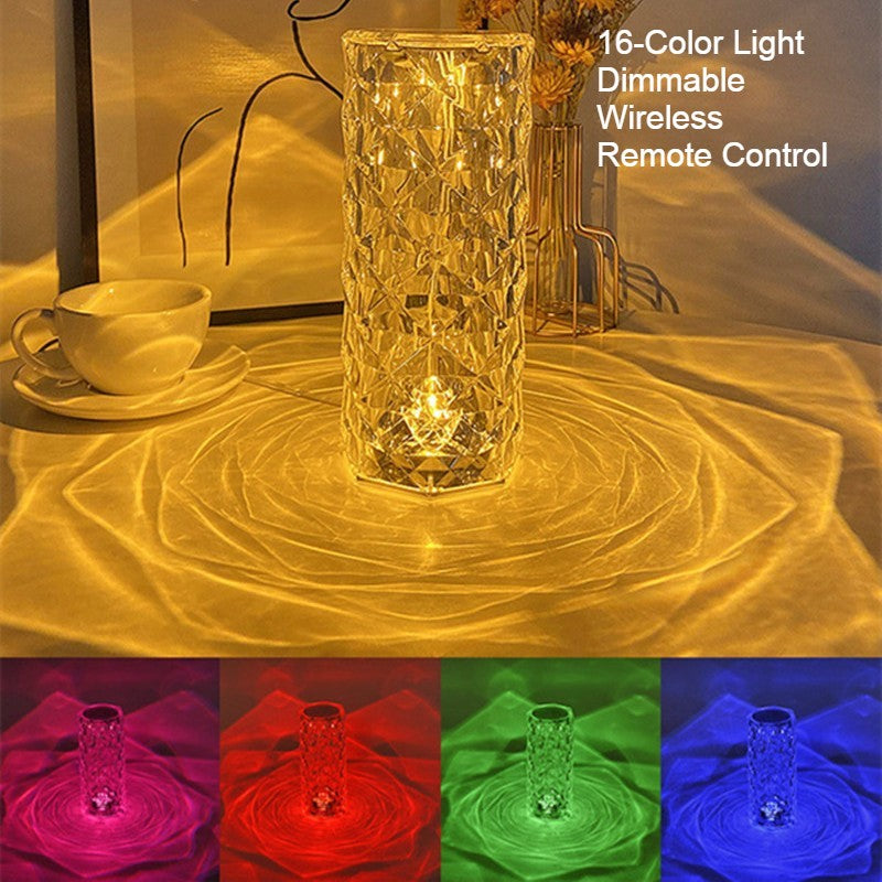 Avelena | Dekorative Kristallrose Tischlampe, mit Farbwechsel- und Dimmerdesign, für Wohnzimmer, Schlafzimmer und mehr