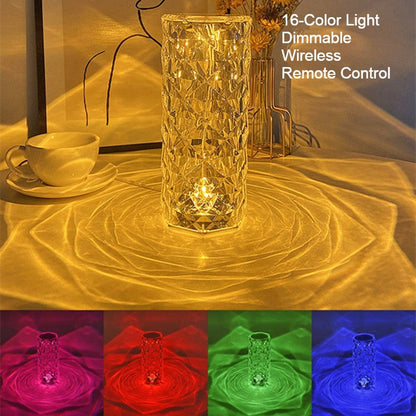 Avelena | Dekorative Kristallrose Tischlampe, mit Farbwechsel- und Dimmerdesign, für Wohnzimmer, Schlafzimmer und mehr