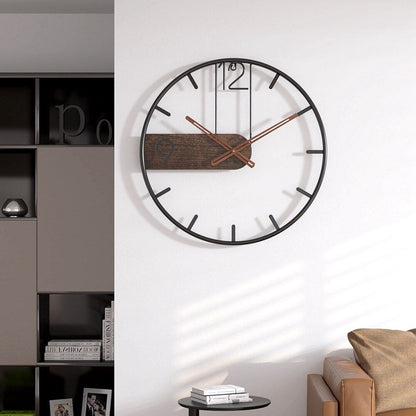 Avelena | Stahl-Walnuss Wanduhr | Modernes Industriedesign mit Walnuss Holz