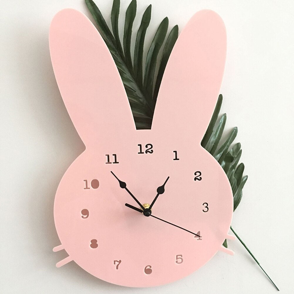 Avelena | Bunnyclock Süße Kinderwanduhr Im Hasendesign
