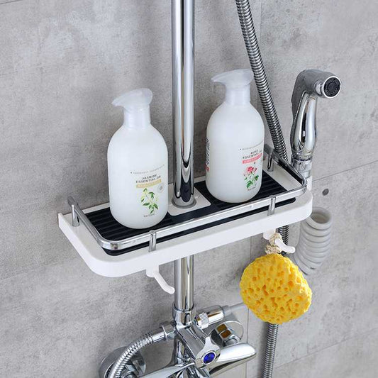 Avelena | Verstellbarer Badezimmer Shampoo Lotion Tray Halter Organizer Regale, bohrfrei, einfach zu installieren, starke Tragfähigkeit, für Badezimmeraufbewahrung