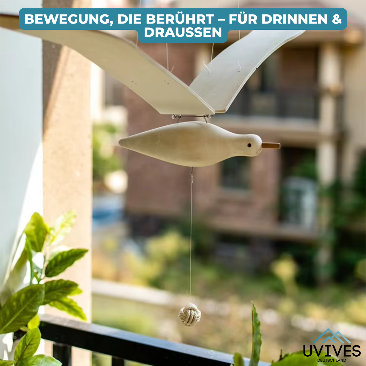 Avelena | SkyGull – Handgeschnitzte Möwe mit flatternden Flügeln
