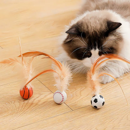 Avelena | Interaktiver Bouncing Ball für Katzen mit Federn