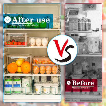 Avelena | Stapelbares Kühlschrank-Organizer-Set – 10 klare Aufbewahrungsboxen für Frische & Küchene Ordnung