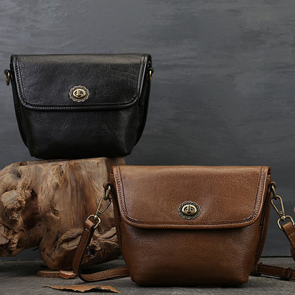 Avelena | Retro Einfarbige Leder Umhängetasche