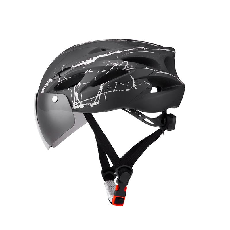 Avelena | Fahrradhelm mit Goggles Visier und Led-Rücklicht