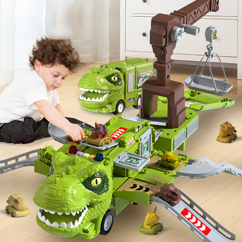 Avelena | Neues Dinosaurier Verwandlungs Technisches Lastwagen Schienen Spielzeug Set