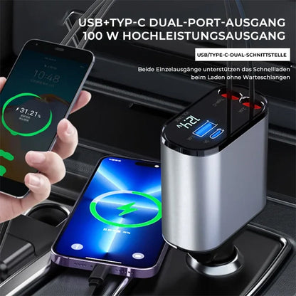 Avelena | Einziehbares Autoladegerät（Typ C, iPhone）