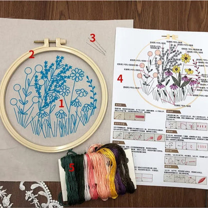 Avelena | Blumenpaket mit Stickreifen für Anfänger