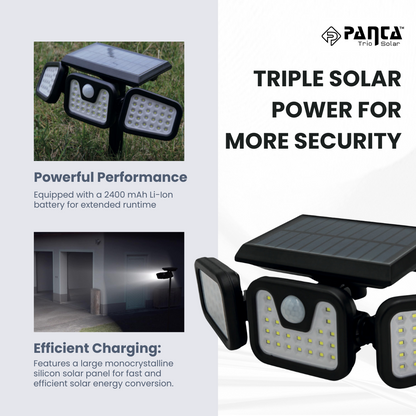 Avelena | Solar-powered outdoor lights – Panta Trio with motion sensor for garden & security lighting