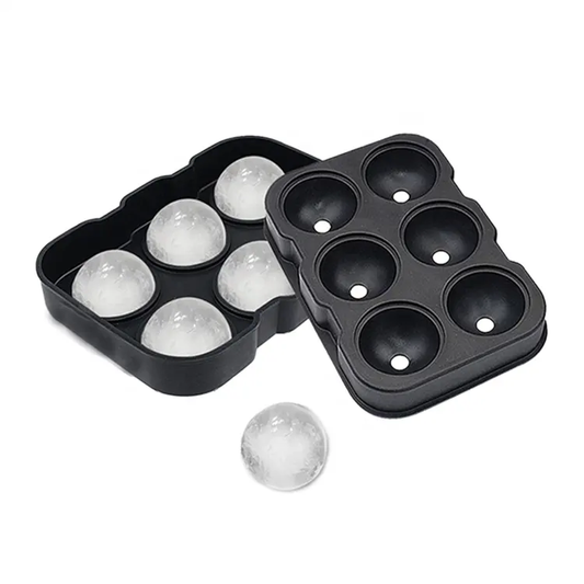 Avelena | Umweltfreundliche, ungiftige Lebensmittelqualität Silikon 6 Kugeln runde Eiswürfelform Eisball Silikon-Eiswürfel mit Deckel
