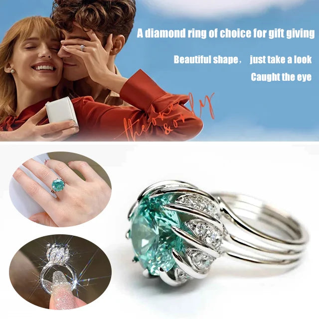 Avelena | 6 Karat Paraiba Blau-grün Lotus-Diamantring