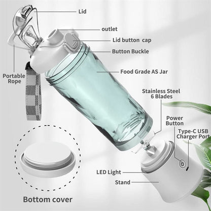 Avelena | Tragbarer Smoothie-Mixer mit 4000 mAh Akku & 600 ml Kapazität