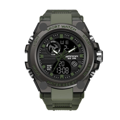 Avelena | Sportliche Dual-Display Mode Multifunktionale wasserdichte leuchtende Herrenarmbanduhr