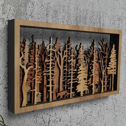 Avelena | Wanddeko - WoodForrest 3D - Verzauberndes Waldszene - Fuchs & Baumschatten