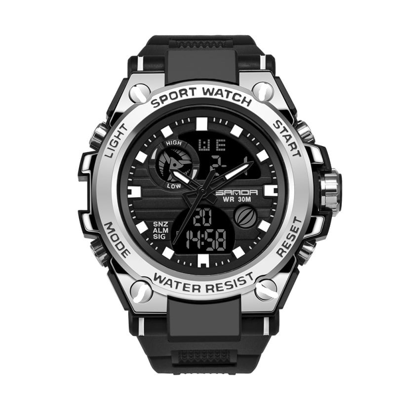 Avelena | Sportliche Dual-Display Mode Multifunktionale wasserdichte leuchtende Herrenarmbanduhr
